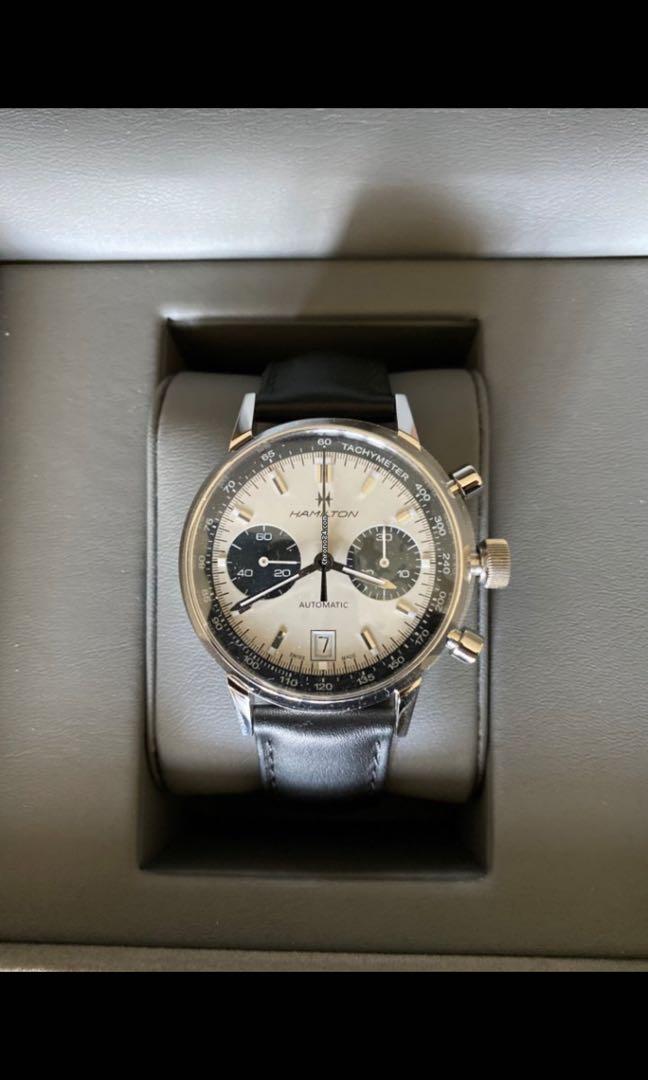 Hamilton Intra Matic Panda 🐼 (Category: Luxury Watches) located in Muntinlupa City. Submitted by watchstagram008 (Listing ID 1035279246, Image 2). Description: The new Intra-Matic Auto Chrono from Hamilton is a panda-dial refinement of the Intra-Matic 68 Chrono with perfect dimensions. Sold out mostly in all boutique !! Highly collectible for watch lover. 2019 Full set CASE Stainless steel MOVEMENT Hamilton H-31 (Base 7753) DIAL Panda LUME Yes L
