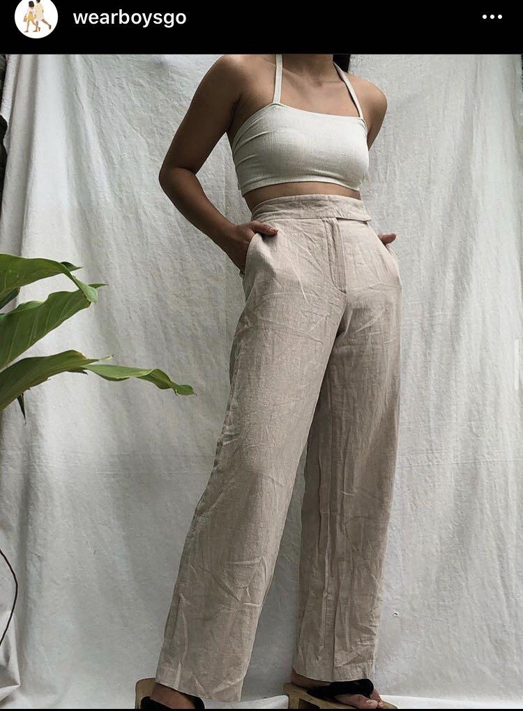 oatmeal linen pants