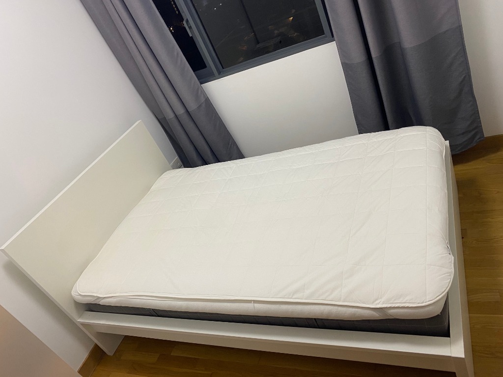 IKEA MALM Super Single Bed with mattress and topper, Furniture & Home