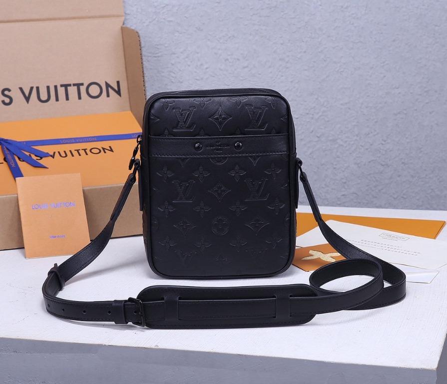 Louis Vuitton LV Men Danube PM in Monogram Shadow Cowhide-Black