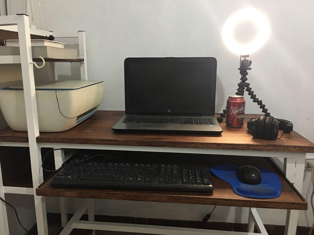 Made to order Sturdy desk (Category: Tables & Sets) located in Quezon City. Submitted by c.millora (Listing ID 1035119462, Image 2). Description: Price: P3100.00 Delivery fee: P200 (within Metro Manila) Dimensions: 100 cm (length) x 110 cm (height)x 49 cm (width) Desk height: 70 cm Keyboard rack height: 60cm Materials: high grade steel and 3/4 marine wood with multiple paint and varnish coating Sturdy. Stylish. Versatile. Customizable: Choose bet