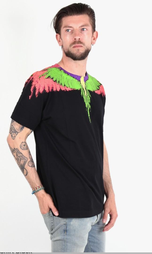 Marcelo Burlon Fluo Glitch Wing t shirt Men s Fashion Tops Sets Tshirts Polo Shirts on Carousell