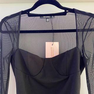 Mesh Long Sleeve Cup Detail Bodysuit
