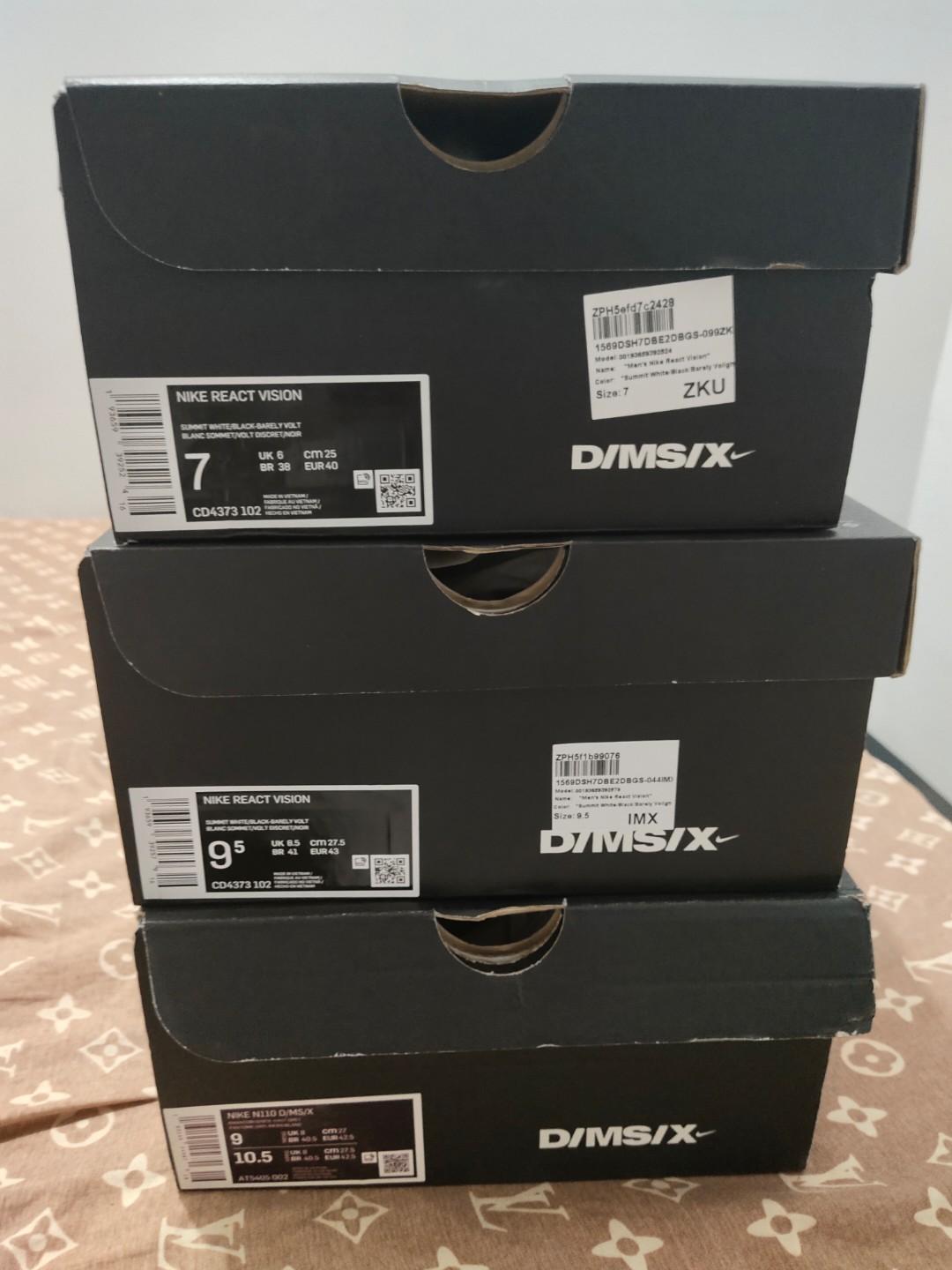 Nike Vision React N110 DMSX (Category: Sneakers) located in Las Pinas. Submitted by teamlegendary (Listing ID 1035262883, Image 2). Description: Rush sale! Unahan nalang po! Brandnew 100% legit Vision React Nike DMSX sz 7us , 9.5us N110 sz 9mens 10 wmns Please text or call me for faster transaction. Meet up las pinas only. Can do shipping @ buyers expense lalanove or lbc..