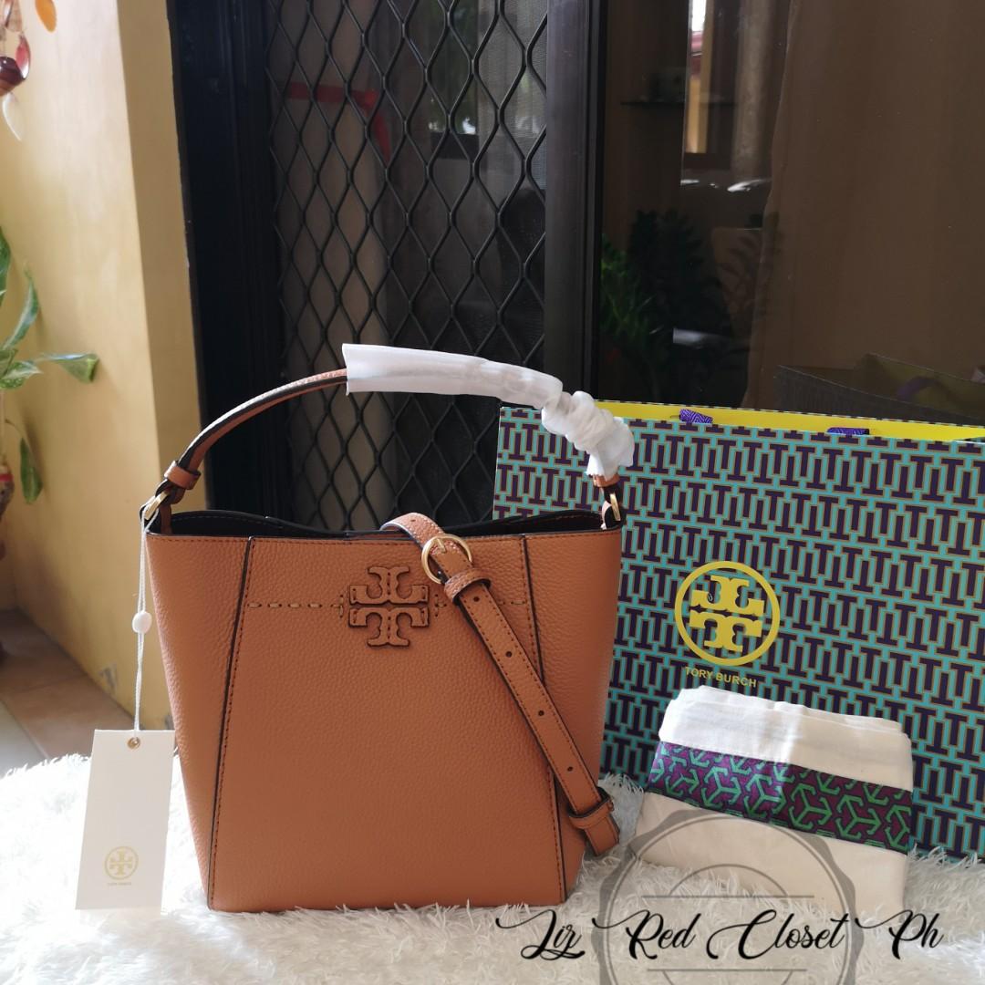 Tory Burch red bucket bag, Women's Fashion, Bags & Wallets, Cross-body Bags  on Carousell