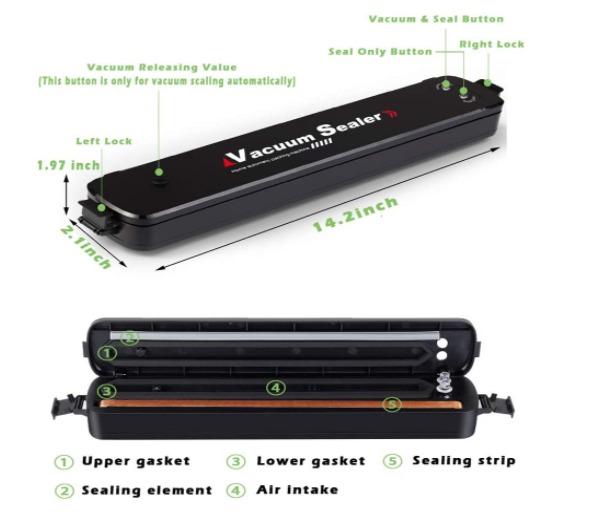 Packing Machine Vacuum Sealer (Category: Coffee Machines & Makers) located in Manila. Submitted by trustradeglobal (Listing ID 1035167649, Image 2). Description: Seals the contents of a plastic bag through a vacuum. After placing your food in a sealable bag, a vacuum sealer removes the air and leaves the item intact for long-term storage. With Vacuum bag. Double buckle design. High quality ABS material. EVA sealing strip. Can be sealed at the sam