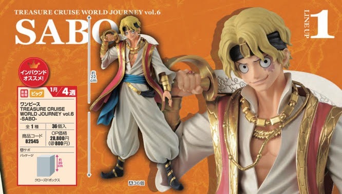 Banpresto One Piece Treasure Cruise World Journey Vol 6 Sabo Figure From Japan Animation Art Characters One Piece Japanese Anime