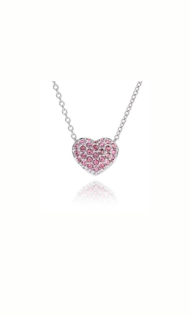 Swarovski Pink Crystal Heart Pendant Necklace Women S Fashion Jewellery Necklaces On Carousell