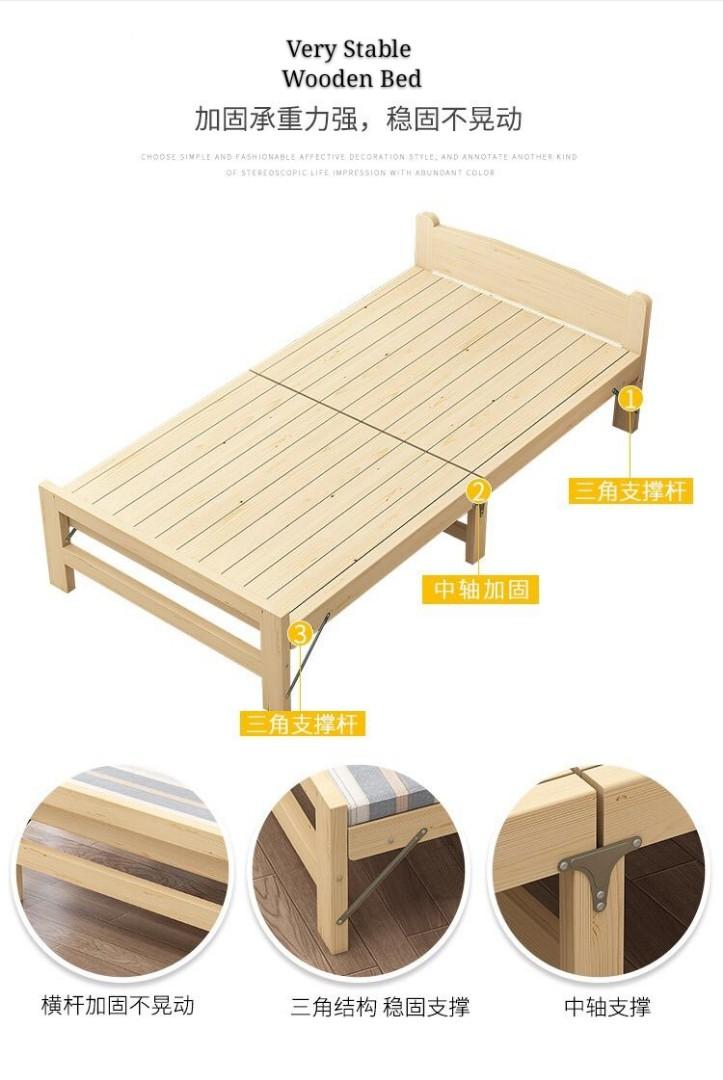 Wooden folding sales single bed