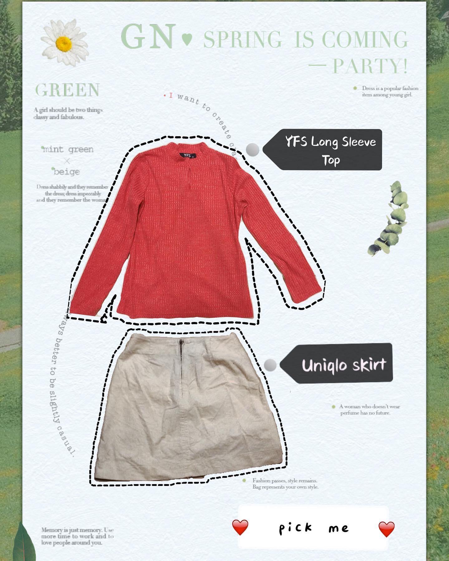Yfs Long Sleeve Top Uniqlo Skirt Women S Fashion Clothes Dresses Skirts On Carousell Jean uniqlo u coupe droite. carousell