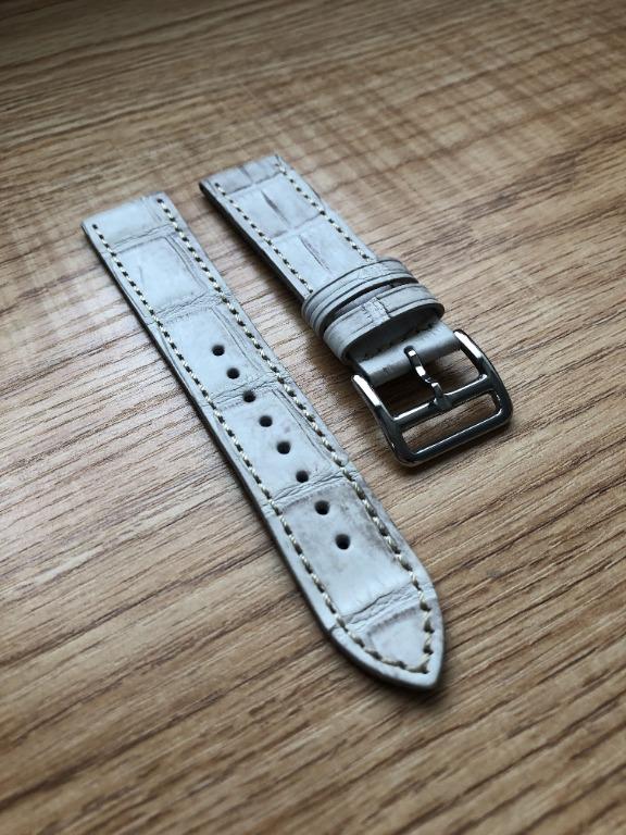 20mm Himalayan White Alligator Crocodile Leather Watch Strap