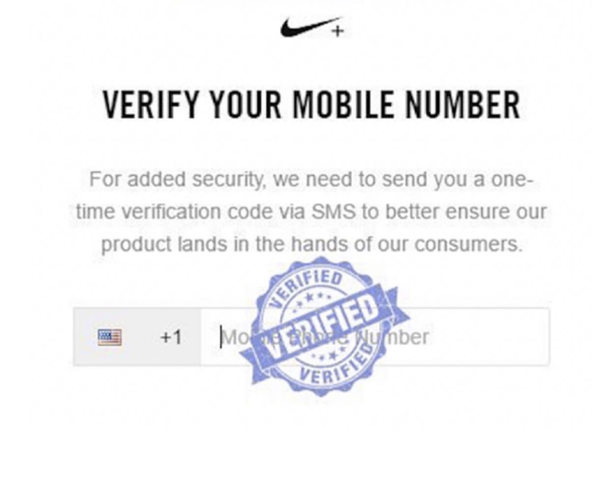 nike verify phone number not working