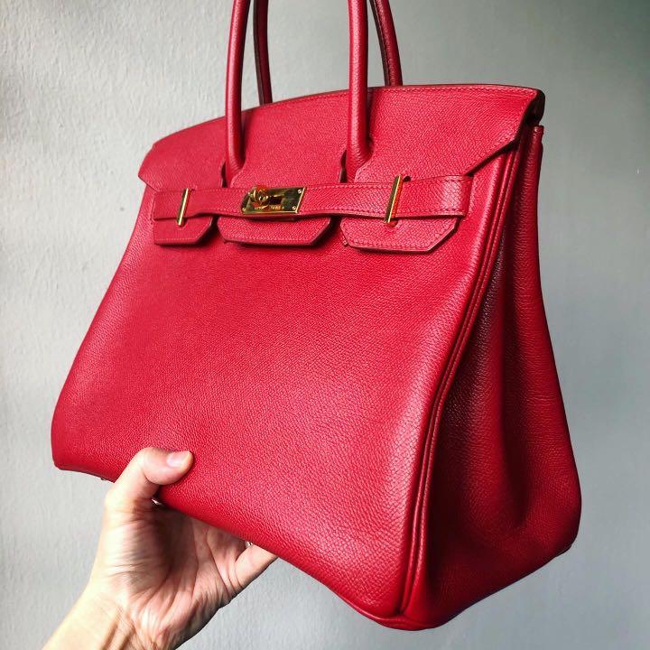 A ROUGE VIF EPSOM LEATHER BIRKIN 35 WITH GOLD HARDWARE