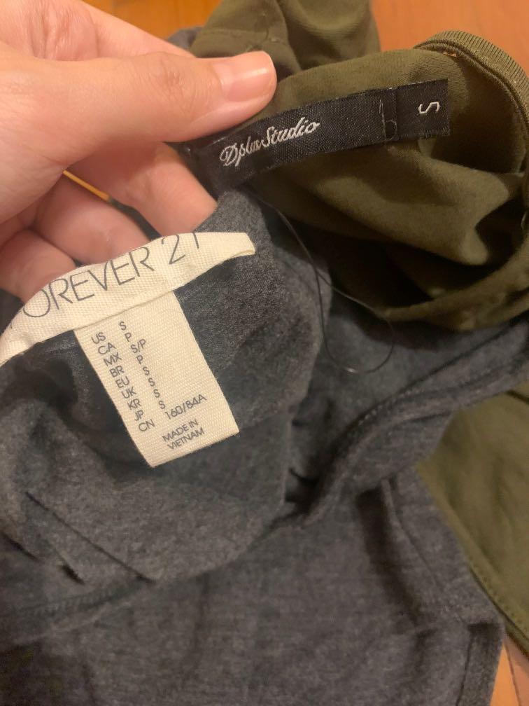basic bodysuits (Category: Sleeveless) located in Singapore. Submitted by cheeseballs (Listing ID 1035513044, Image 2). Description: grey - from F21 size S, bnwot olive green - from a preorder, size s bnwt both fit UK 6-8 grey one has a round neckline with low back (see last pic), super pretty olive one has a square neckline and adjustable straps both are quite body-hugging but stretchable one for $8, both for $15.