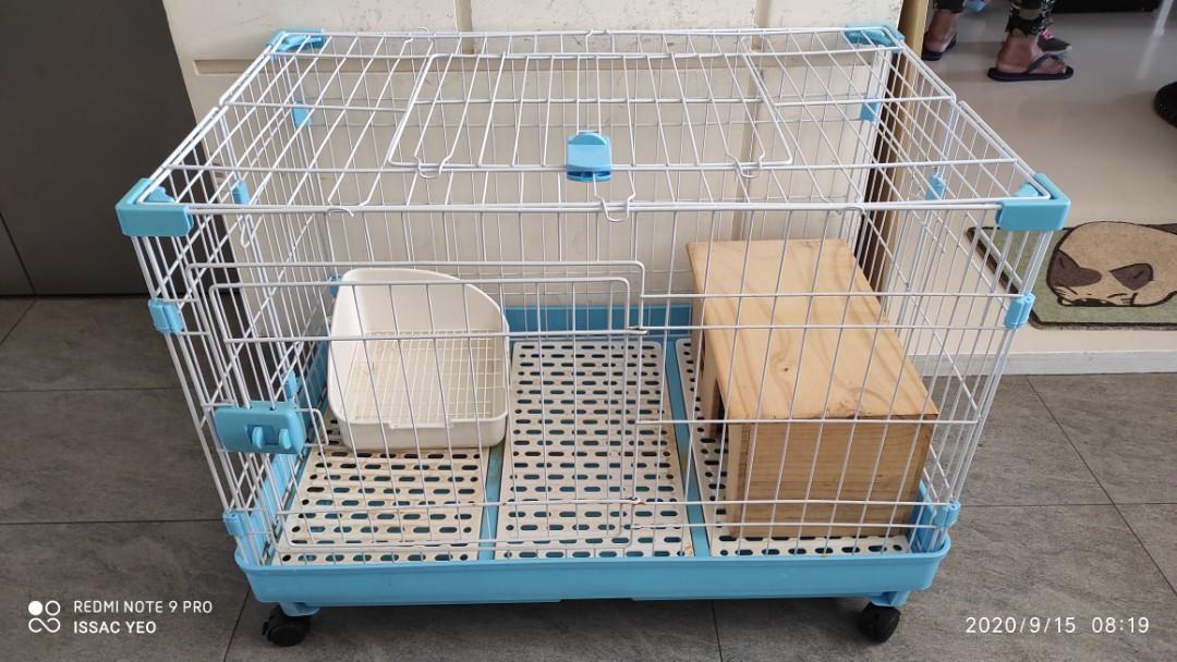 metal rabbit cage on wheels