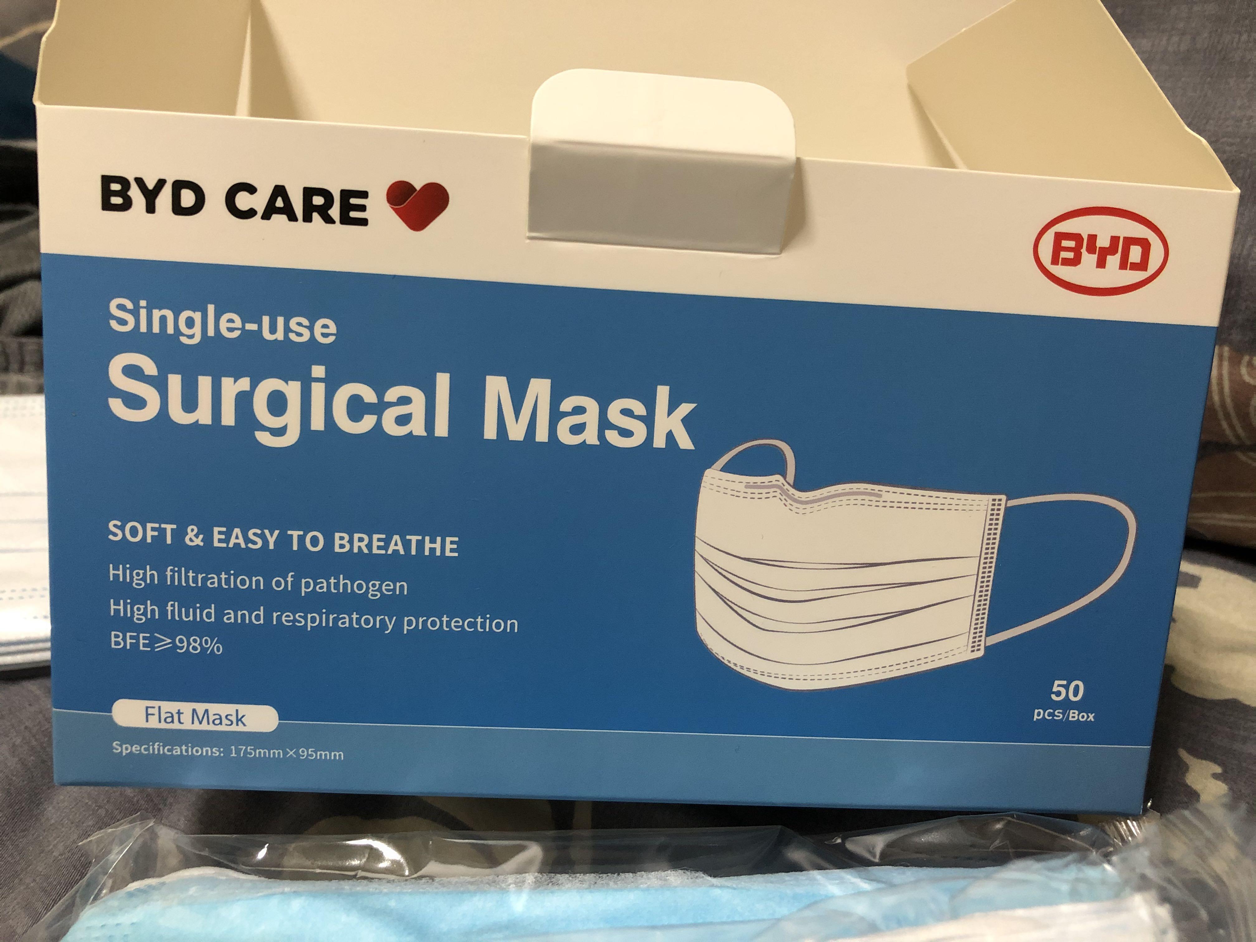BYD Surgical Mask 40psc, Health & Beauty, Face & Skin Care on Carousell