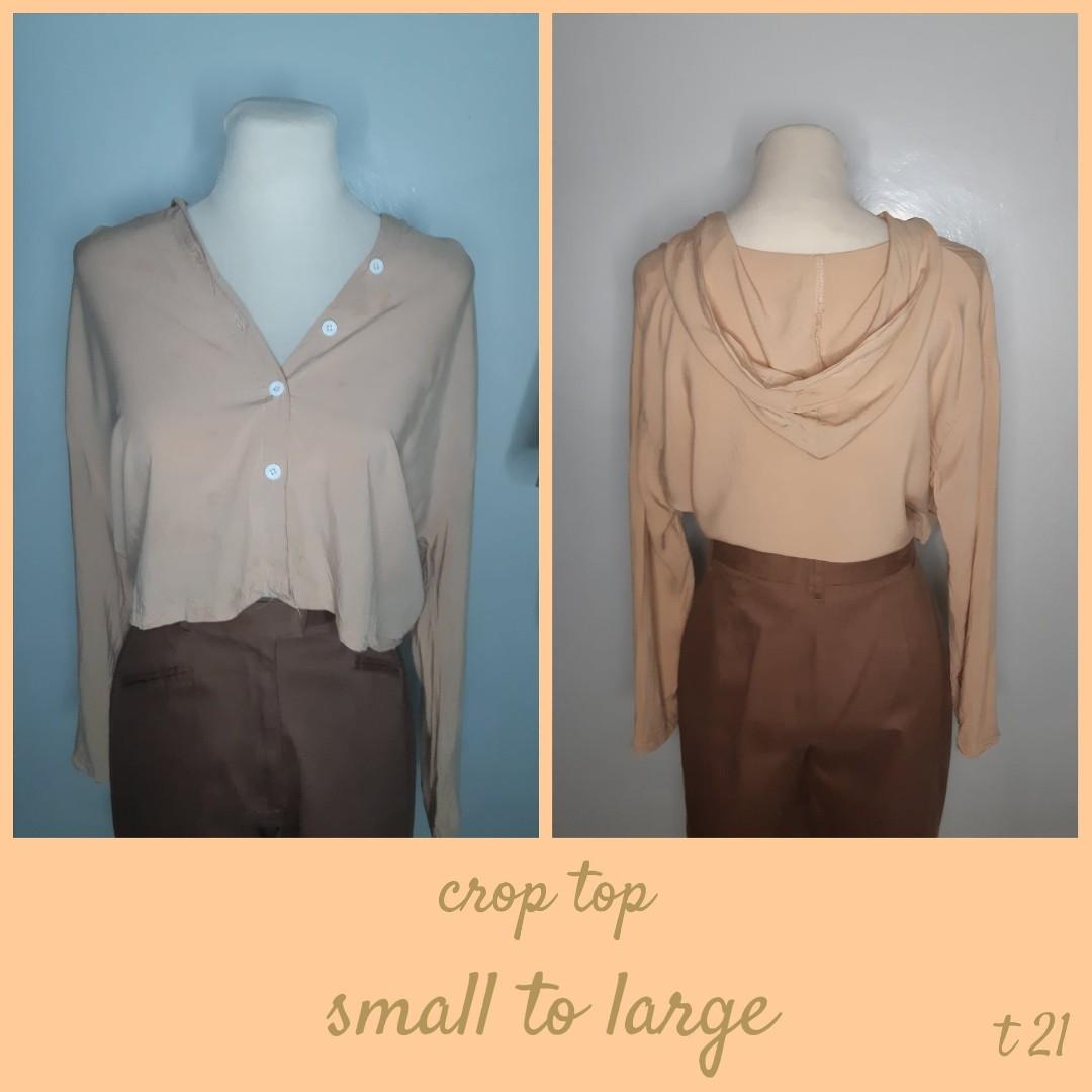 Caramel crop top with hood (Category: Others Tops) located in Makati City. Submitted by casey920 (Listing ID 1035438110, Image 1). Description: • Color may slightly vary due to lighting • Items are preloved unless stated brand new so please manage your expectations. • NO meetups, return, exchange, and refund • Courier: sonic express Metro Manila: starts at 60 Provincial: starts at 140.
