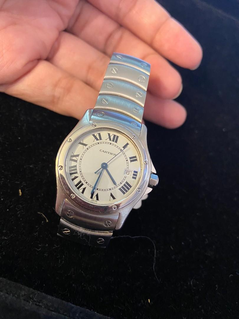 CARTIER Stainless Steel Santos Ronde Quartz Wristwatch Luxury Watches on Carousell