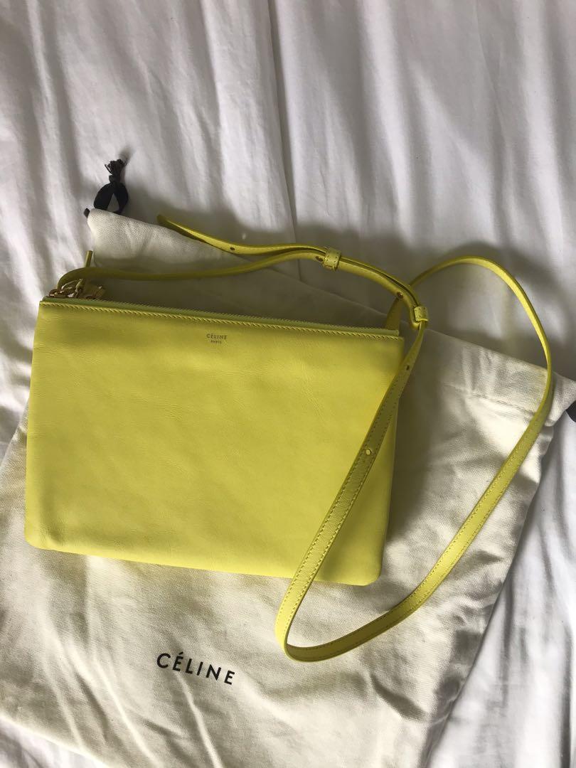 Celine Trio Large Shoulder Bag Fluo Yellow