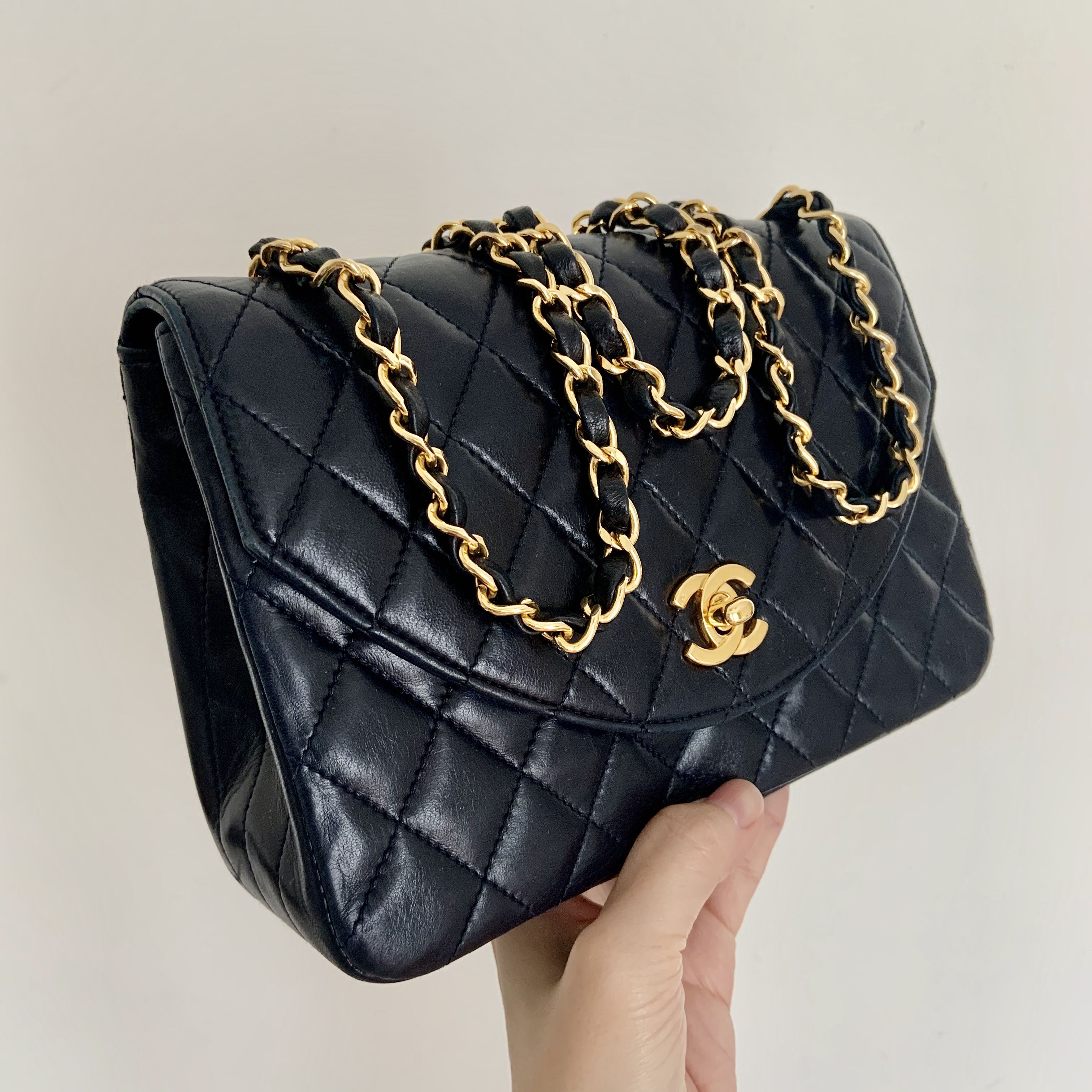 Chanel Vintage Small Round Flap Bag in Quilted Lambskin, Luxury