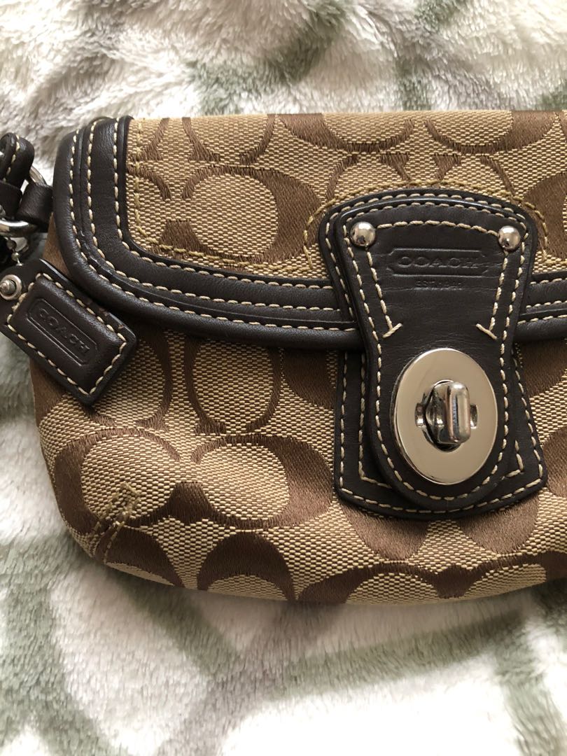 beige coach purse
