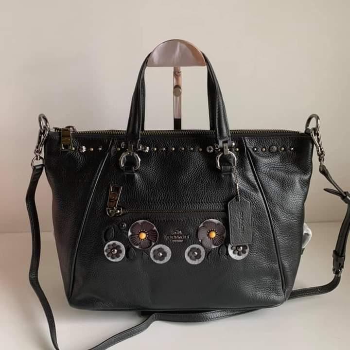 Coach Willow Floral Primrose Satchel in Pebble Leather Women s