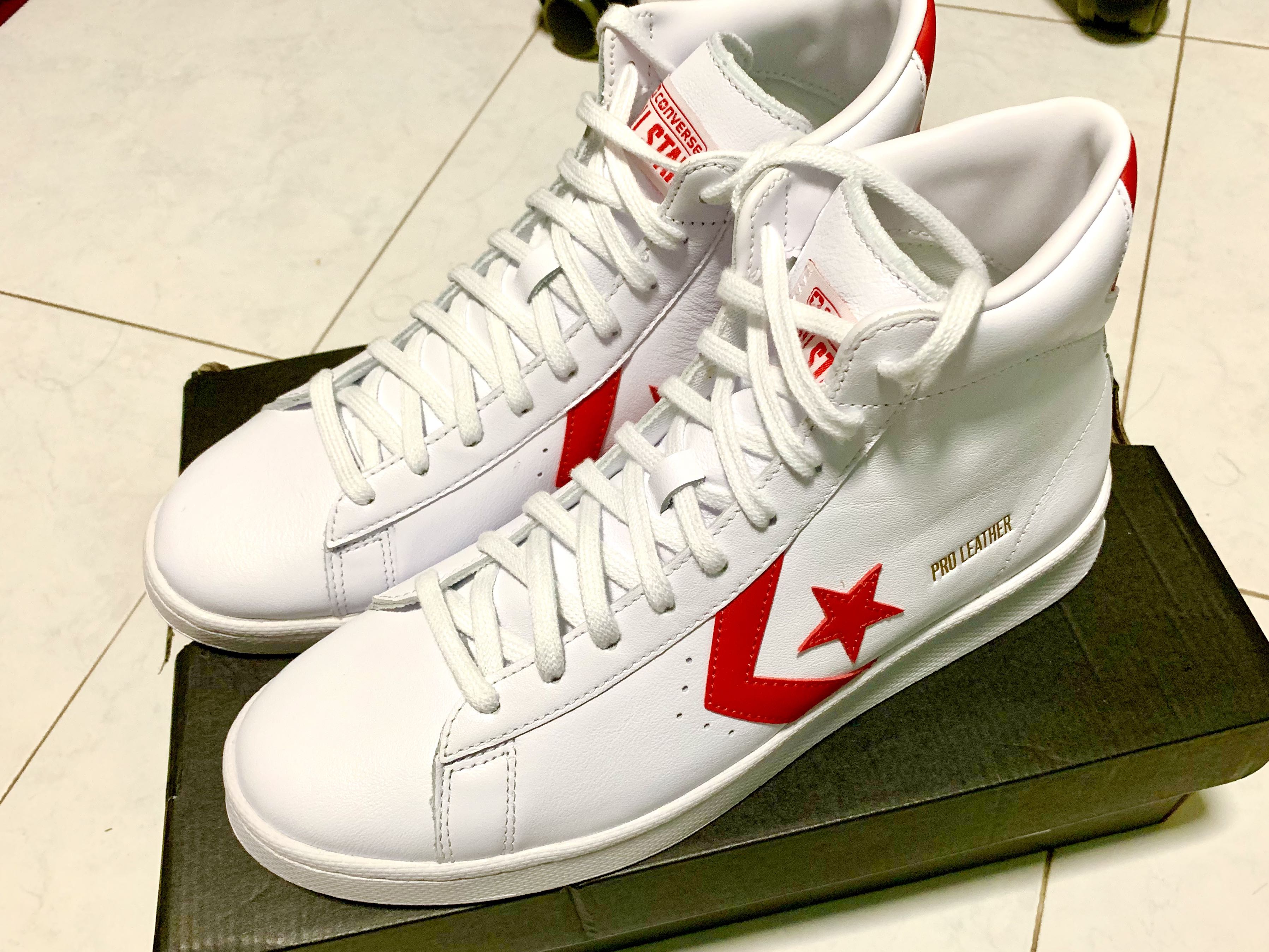 Converse pro 2025 leather mid red