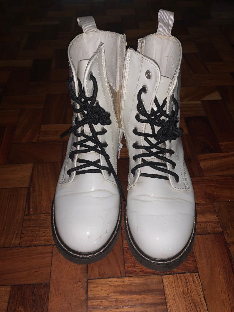 DISPARK White Combat Boots, Women's 