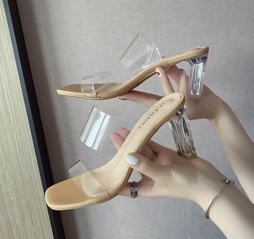 Gold glass heels sale
