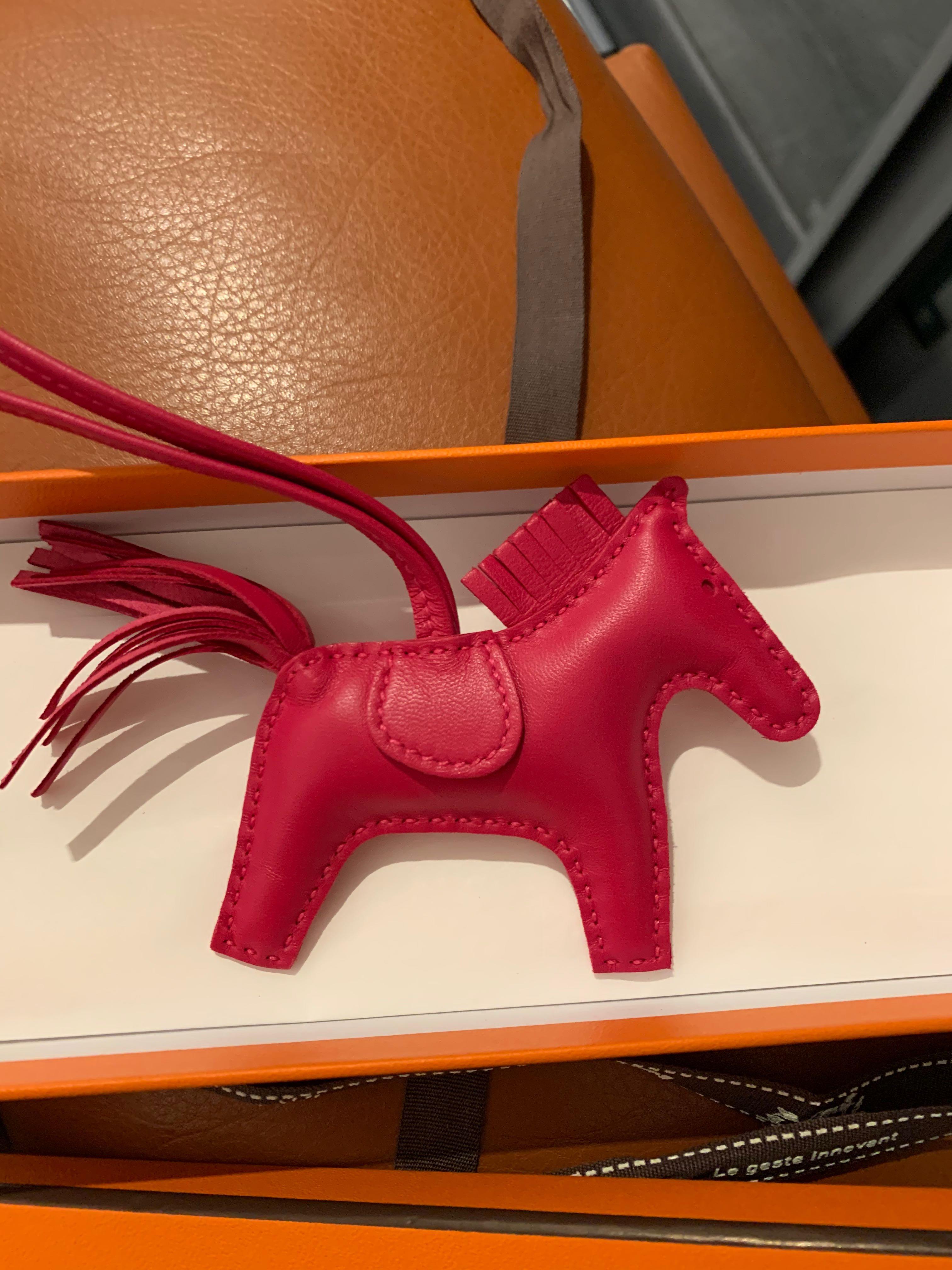 HERMES Rodeo Horse PM Bag Charm Rose Mexico Stamp Y