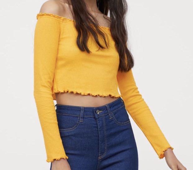 H&m yellow off shoulder top clearance