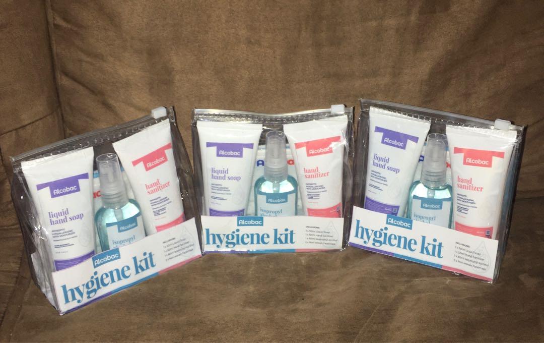 Hygiene kit for personal use buy 3 for 500 (Category: Medical Supplies & Tools) located in Silang. Submitted by luckykoki2018 (Listing ID 1015508697, Image 2). Description: 60 ml Alcobac Isopropyl 50 ml Alcibac Hand Sanitizer 50 ml Alcobac Liquid Soap 2pcs. Surgical Masks 12 kit nalang po eto kya bili npo kayo..