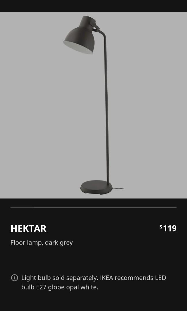 IKEA Dark grey floor lamp, Babies & Kids, Baby Nursery & Kids Furniture