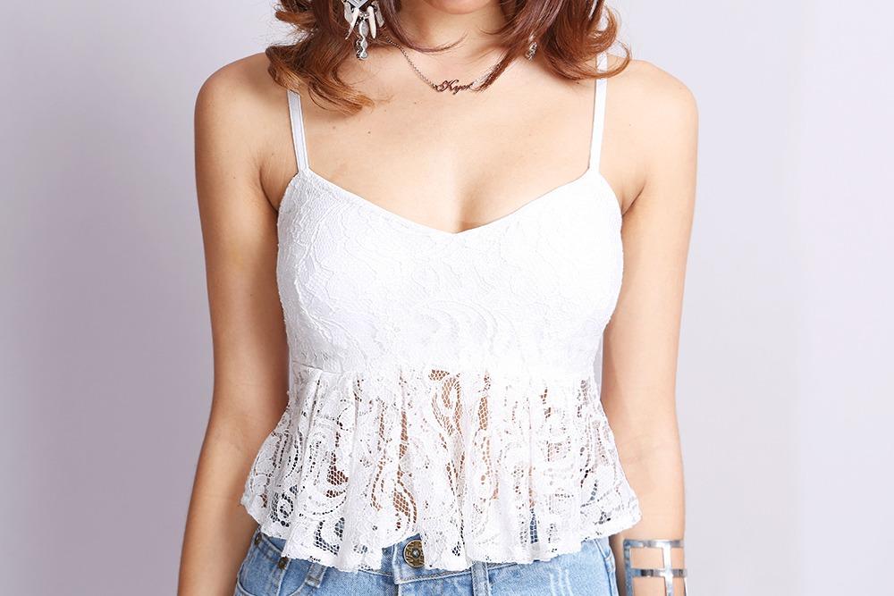 white peplum crop top