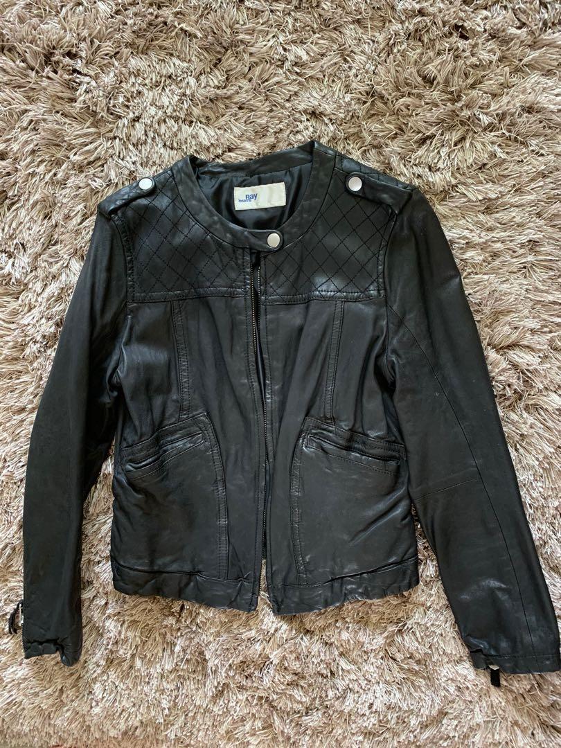Leather Jacket(Ray Beams), 女裝, 外套及戶外衣服- Carousell