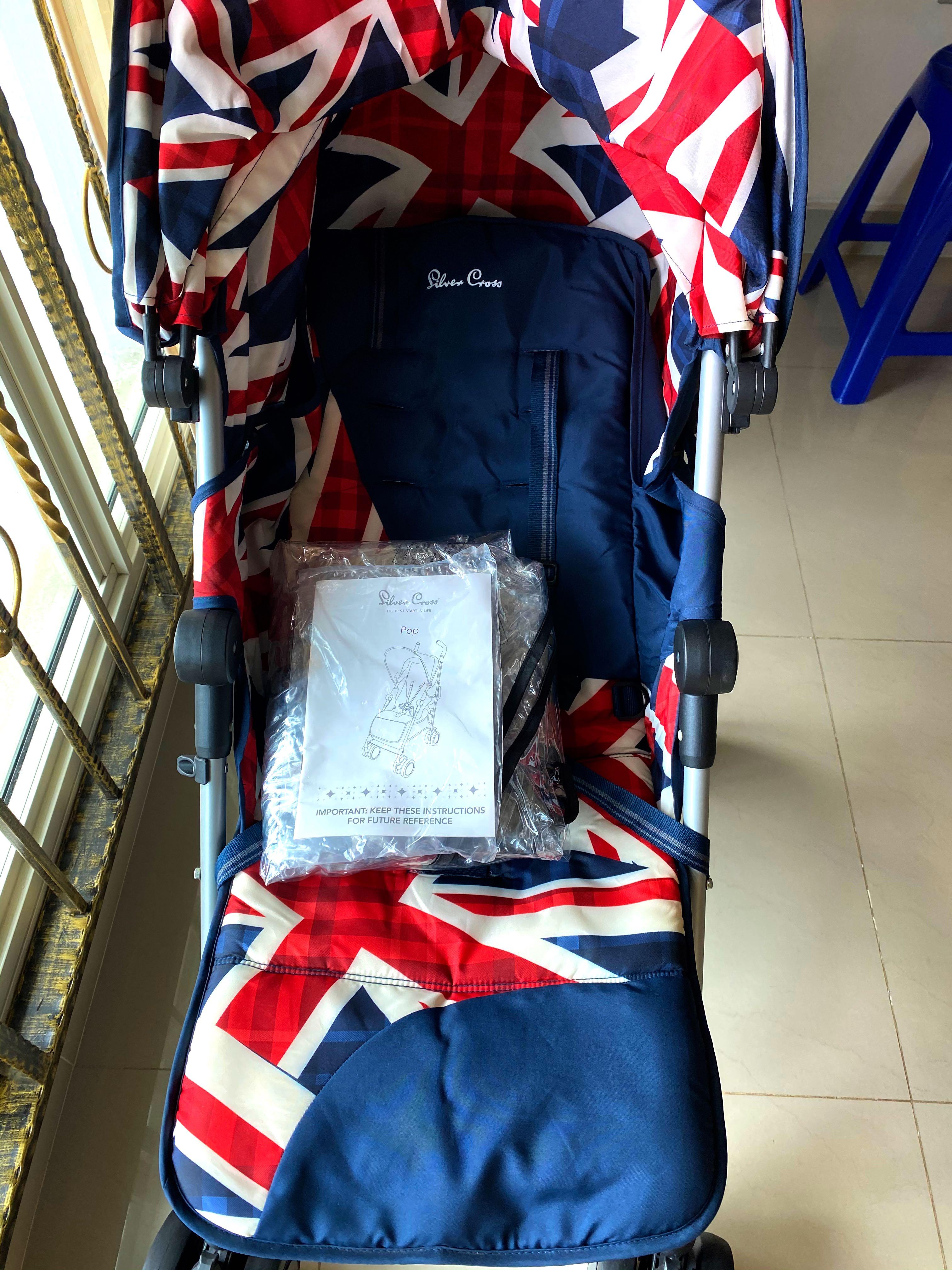 Mint condition Silver Cross Pop 2 Cool Britannia Design Baby Stroller