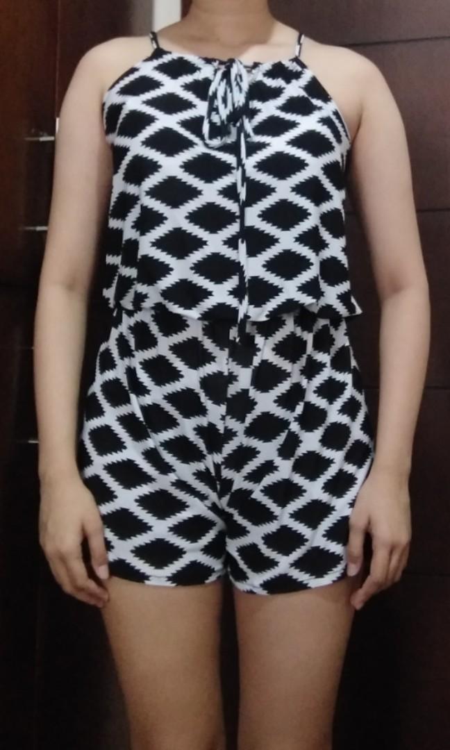 black white romper