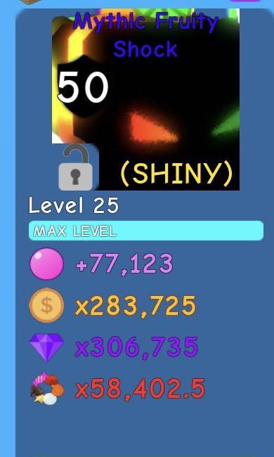 Roblox Bubble Gum Simulator Shiny Mythic Fruity Shock Toys Games Video Gaming In Game Products On Carousell