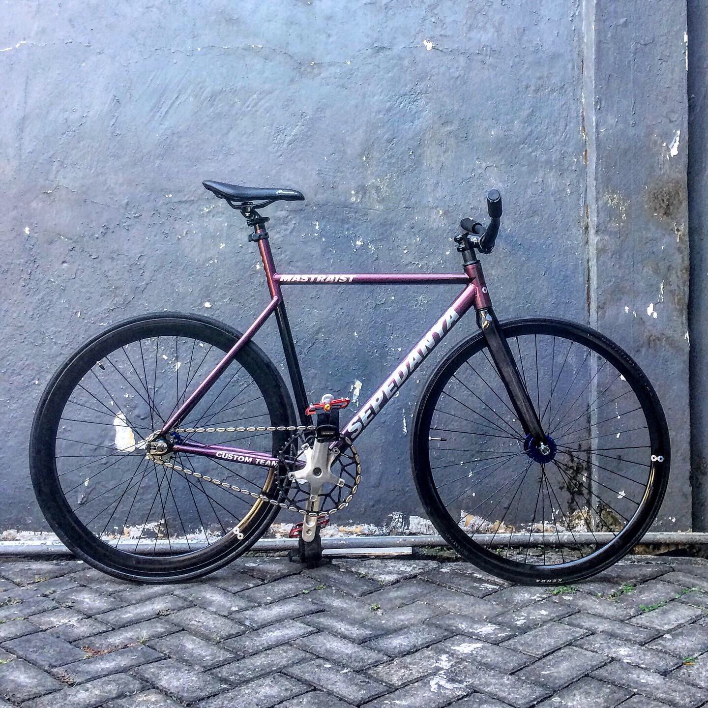 Sepeda Fixie Fixed Gear Frame Chromoly Custom Chromoly size 54 Fork Full Carbon bukan MTB Roadbike BMX