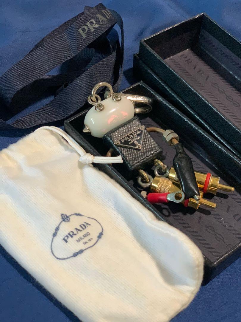 used PRADA Saffiano Leather Robot Trick Keychain