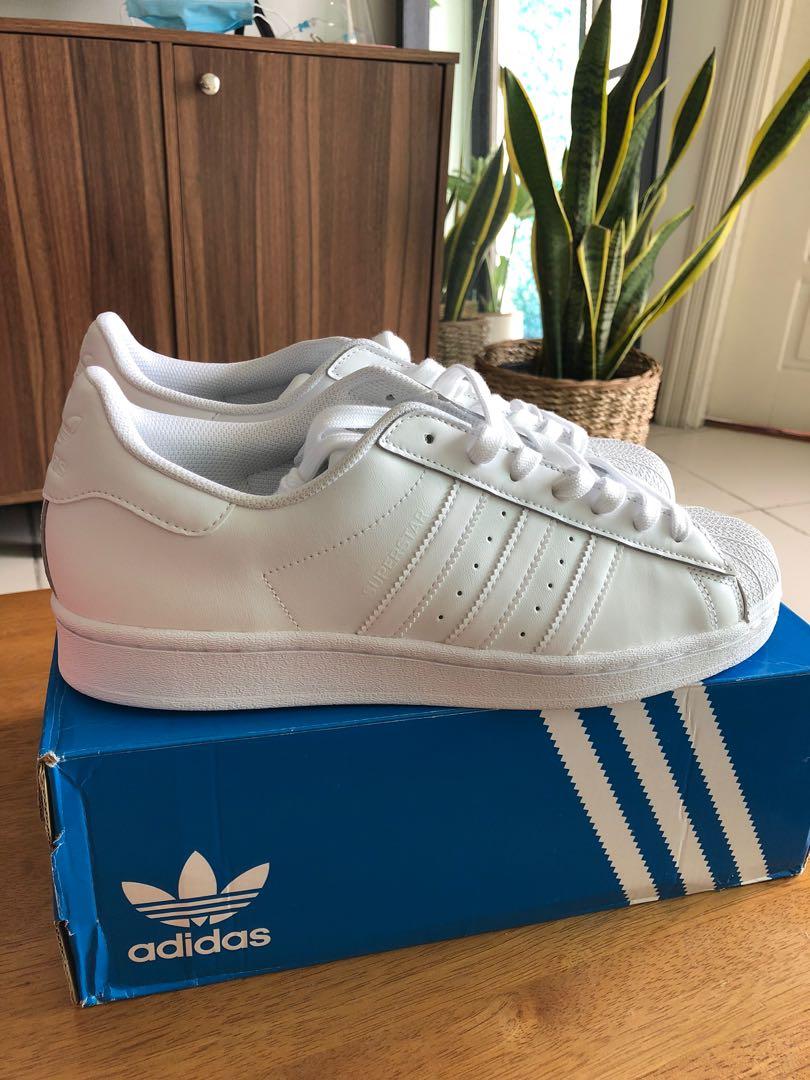 triple white adidas superstars