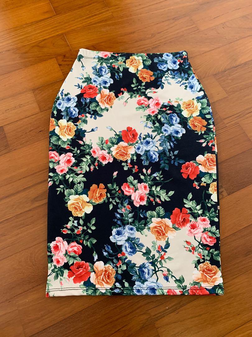 Asos floral pencil skirt online