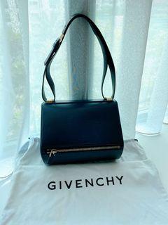 Authentic Givenchy Navy Blue Calfskin Pandora Box Crossbody Bag