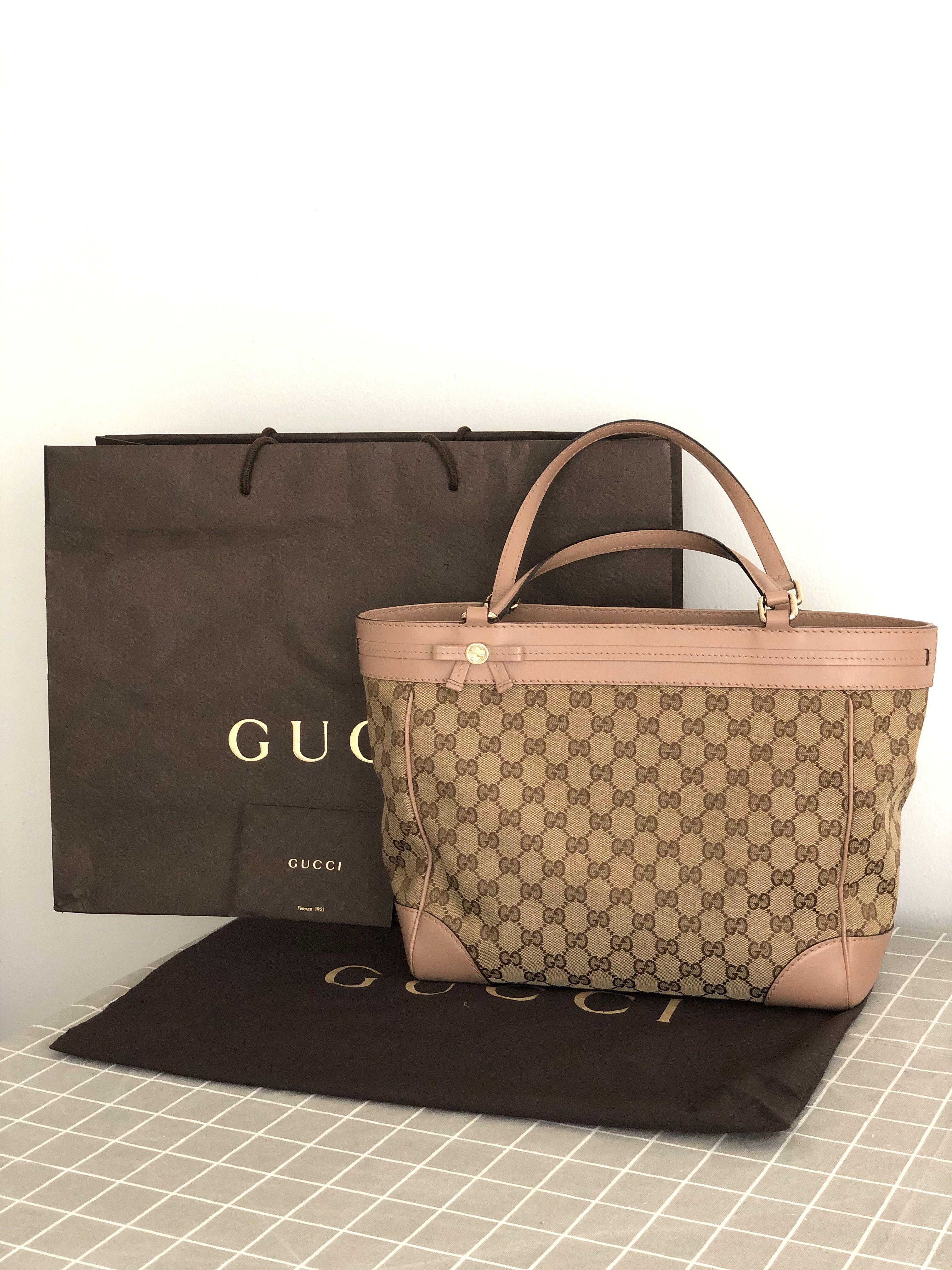 Authentic Gucci GG canvas Mayfair bow tote handbag