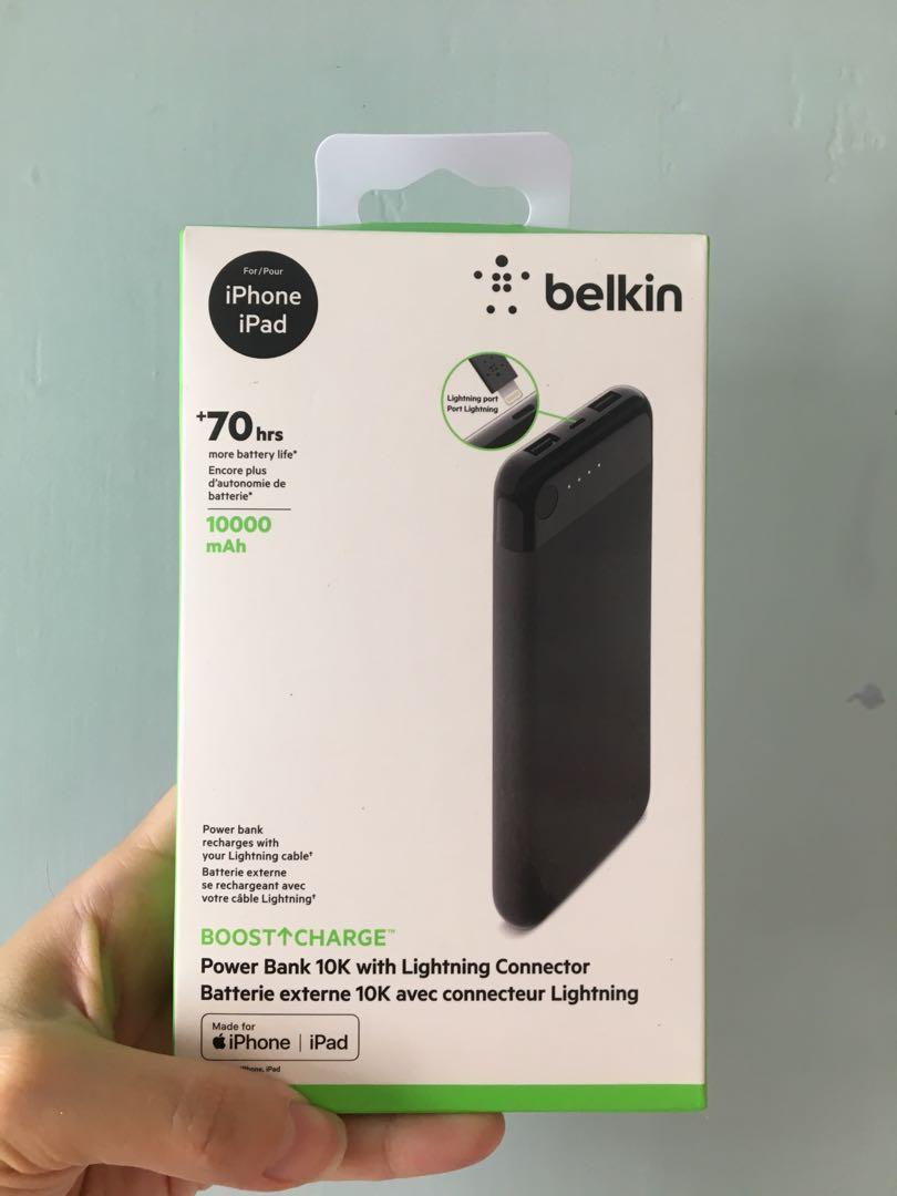 行動充電器 Belkin Power Bank (10k + Lightning Connector )100全新, 手提電話, 電話及其他