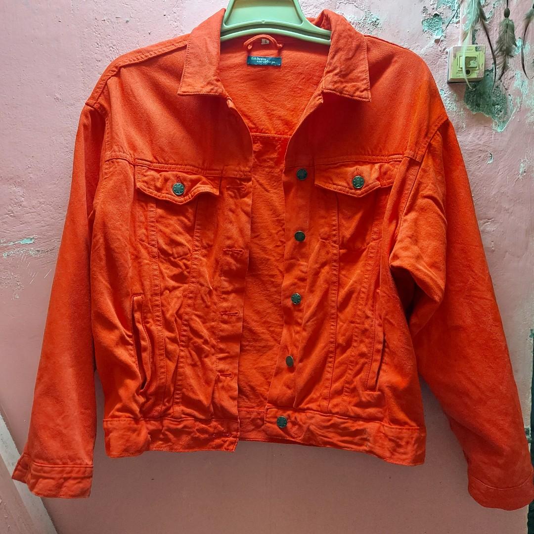 Bershka red denim jacket online
