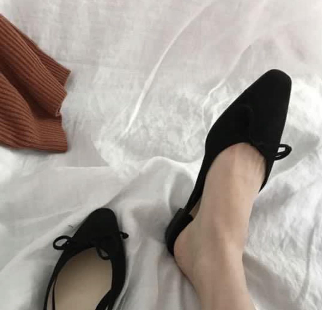 Black slip on flats Outlet