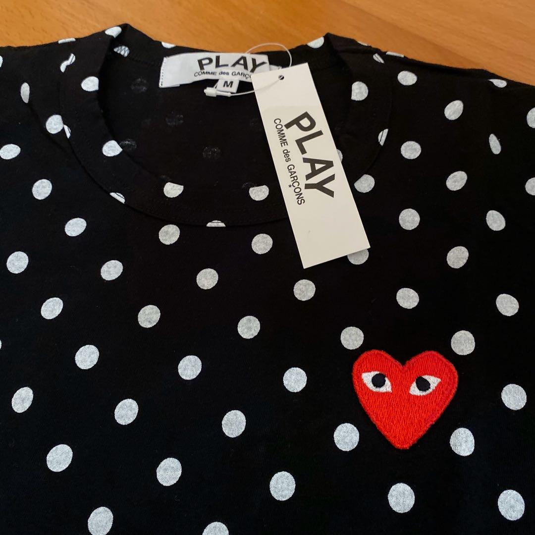 CDG Play Tee Comme des Garcons 長袖T-shirt 女裝M碼波點, 女裝, 上衣