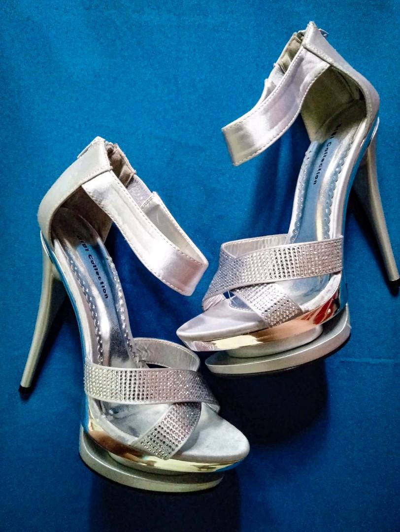 silver stilettos heels