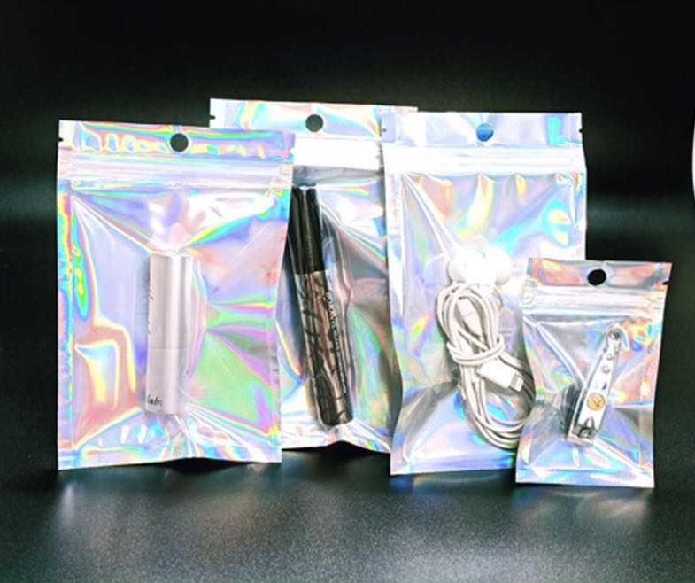 100pcs HOLOGRAPHIC ZIPLOCK BAG Hobbies Toys Stationery Craft